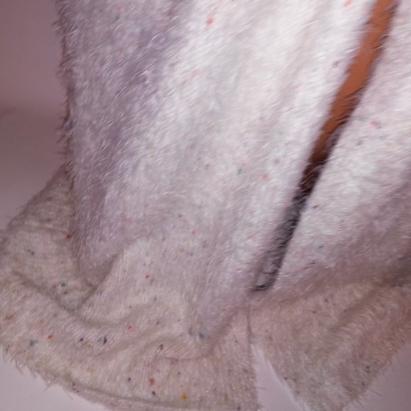 CJ Banks Cardigan Sweater Vest X 14 W Fuzzy Cream Colorful Speckles Sleeveless P - Picture 5 of 10